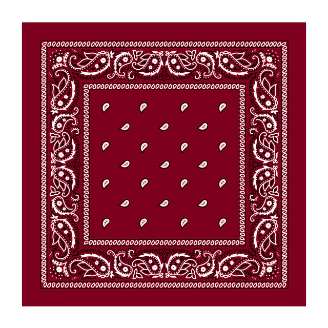 BANDANA Paisley 100% COTTON Head Wrap Durag Bandanna Summer Biker Scarf Mask - Burgundy