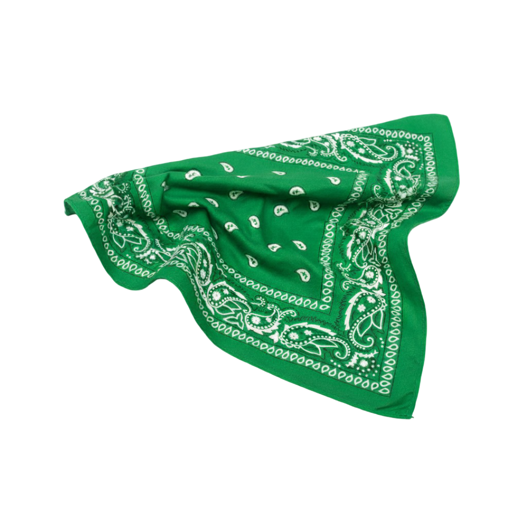Dark Green Paisley Bandana - 100% Cotton Head Wrap/Durag/Scarf/Mask