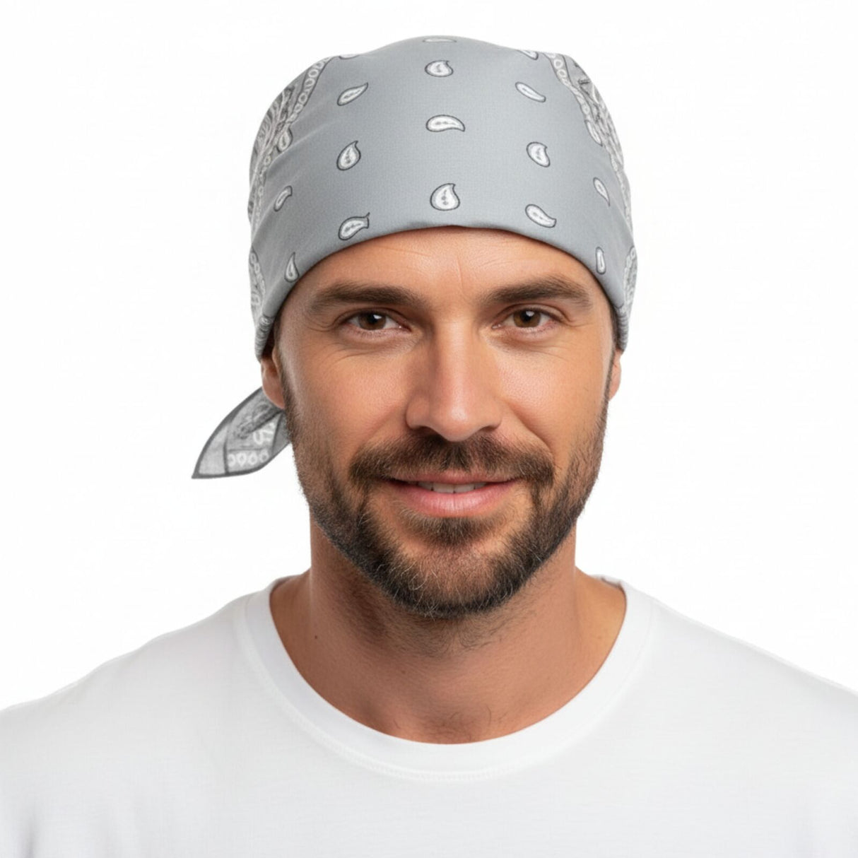 Grey Paisley Bandana - 100% Cotton Head Wrap/Durag/Scarf/Mask