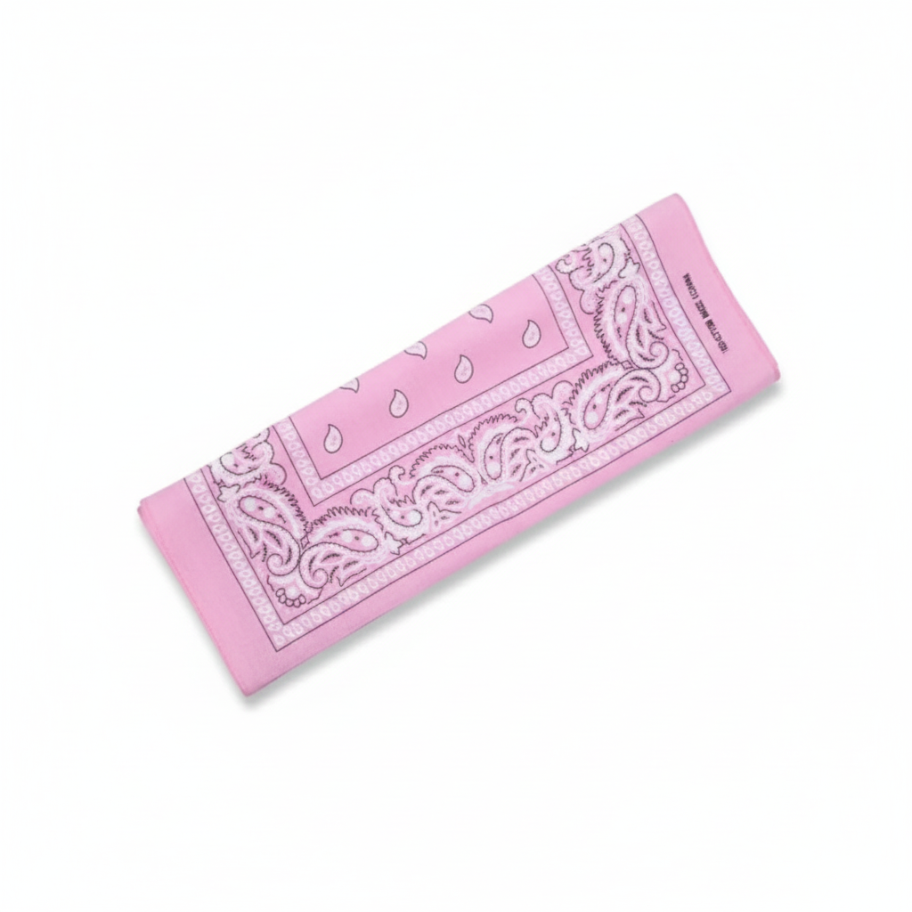Light Pink Paisley Bandana - 100% Cotton Head Wrap/Durag/Scarf/Mask