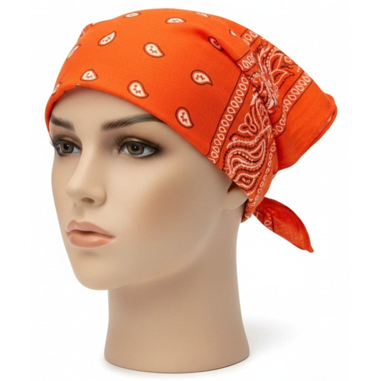 Orange Paisley Bandana - 100% Cotton Head Wrap/Durag/Scarf/Mask