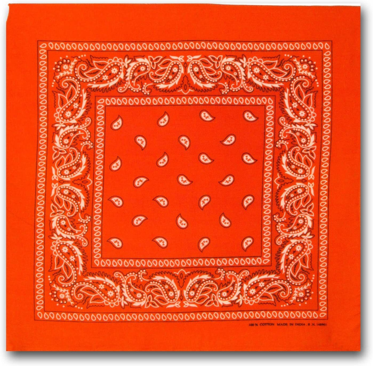 Orange Paisley Bandana - 100% Cotton Head Wrap/Durag/Scarf/Mask