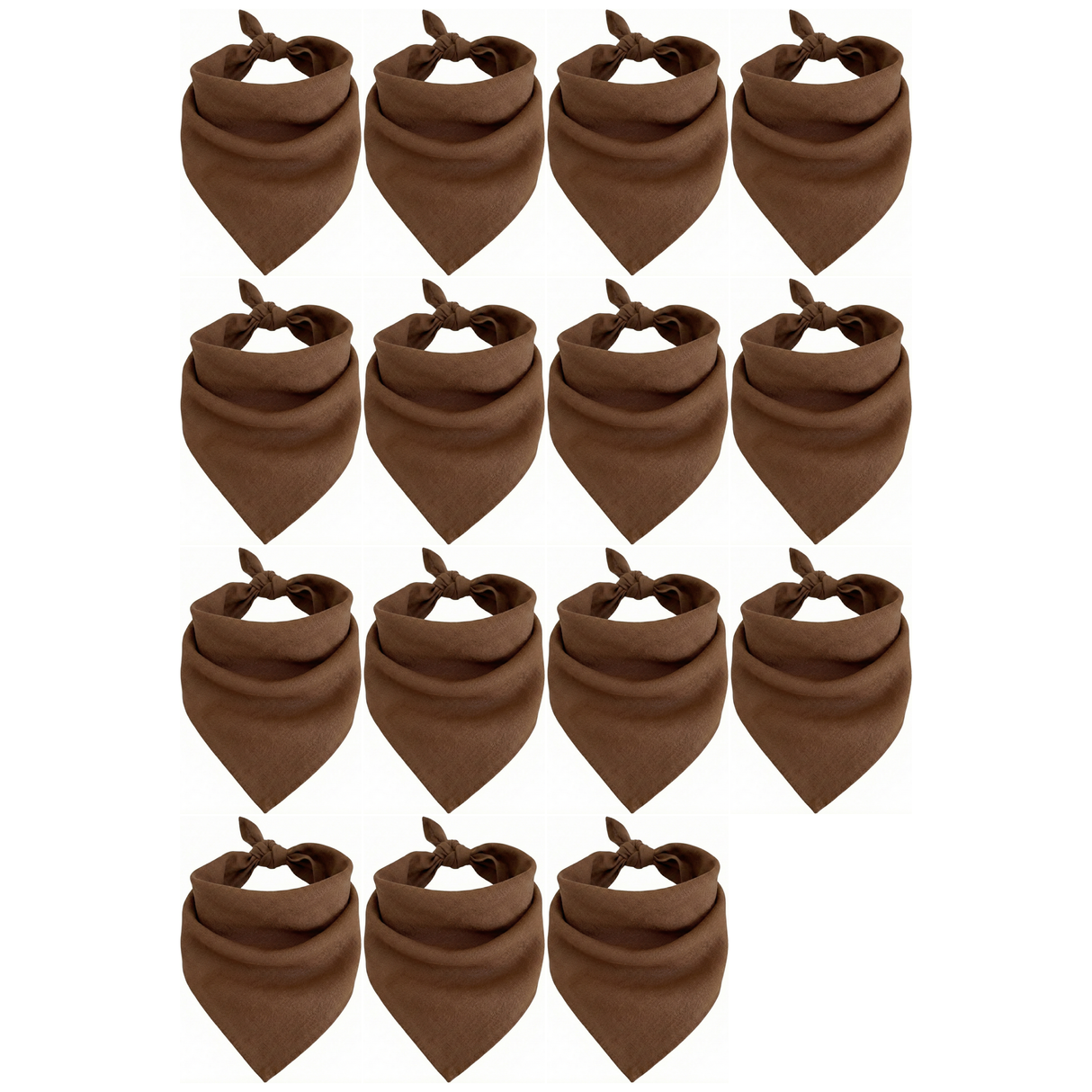 15x Brown Plain Bandana Bulk Pack - 100% Cotton Head Wrap/Durag/Scarf/Mask