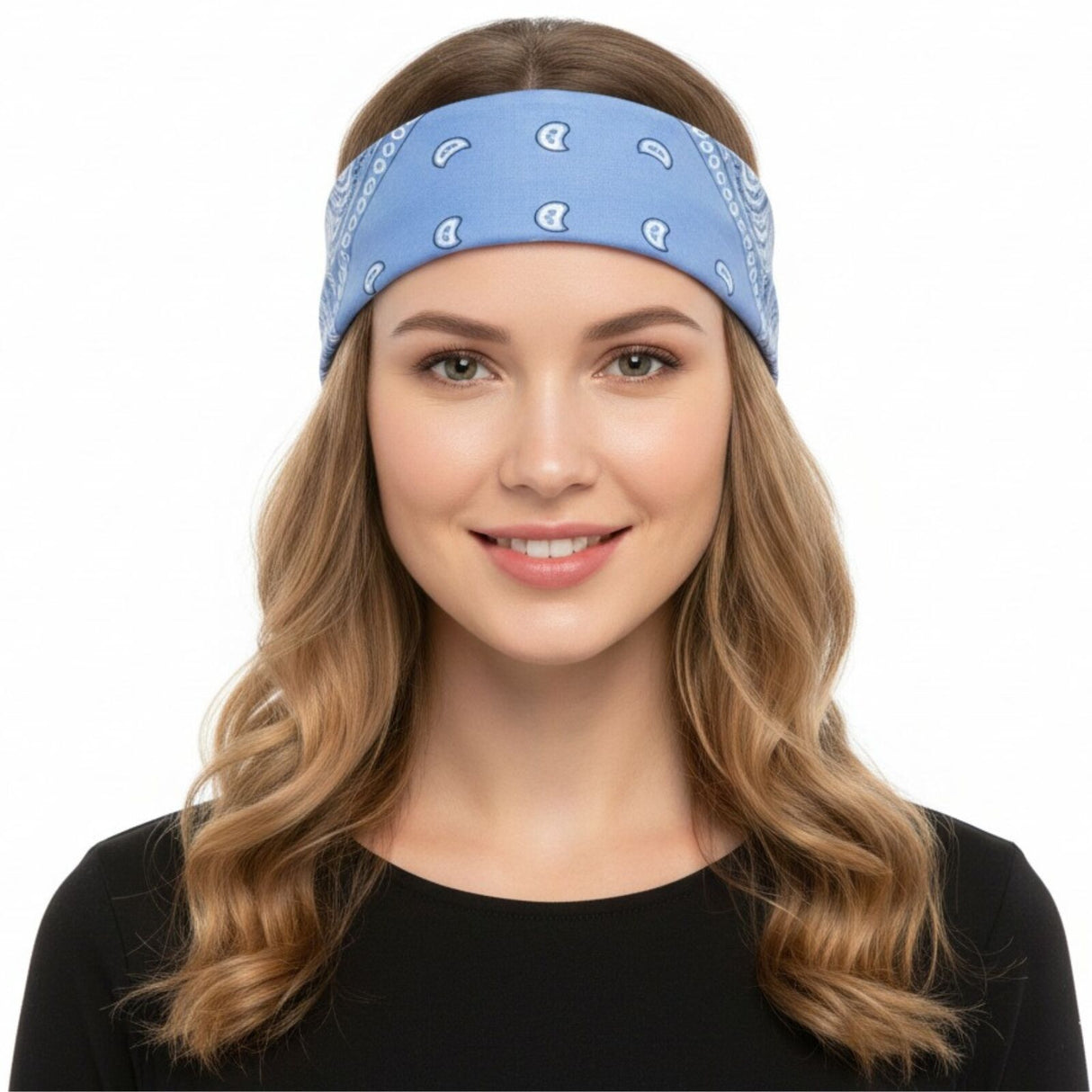 Sky Blue Paisley Bandana - 100% Cotton Head Wrap/Durag/Scarf/Mask