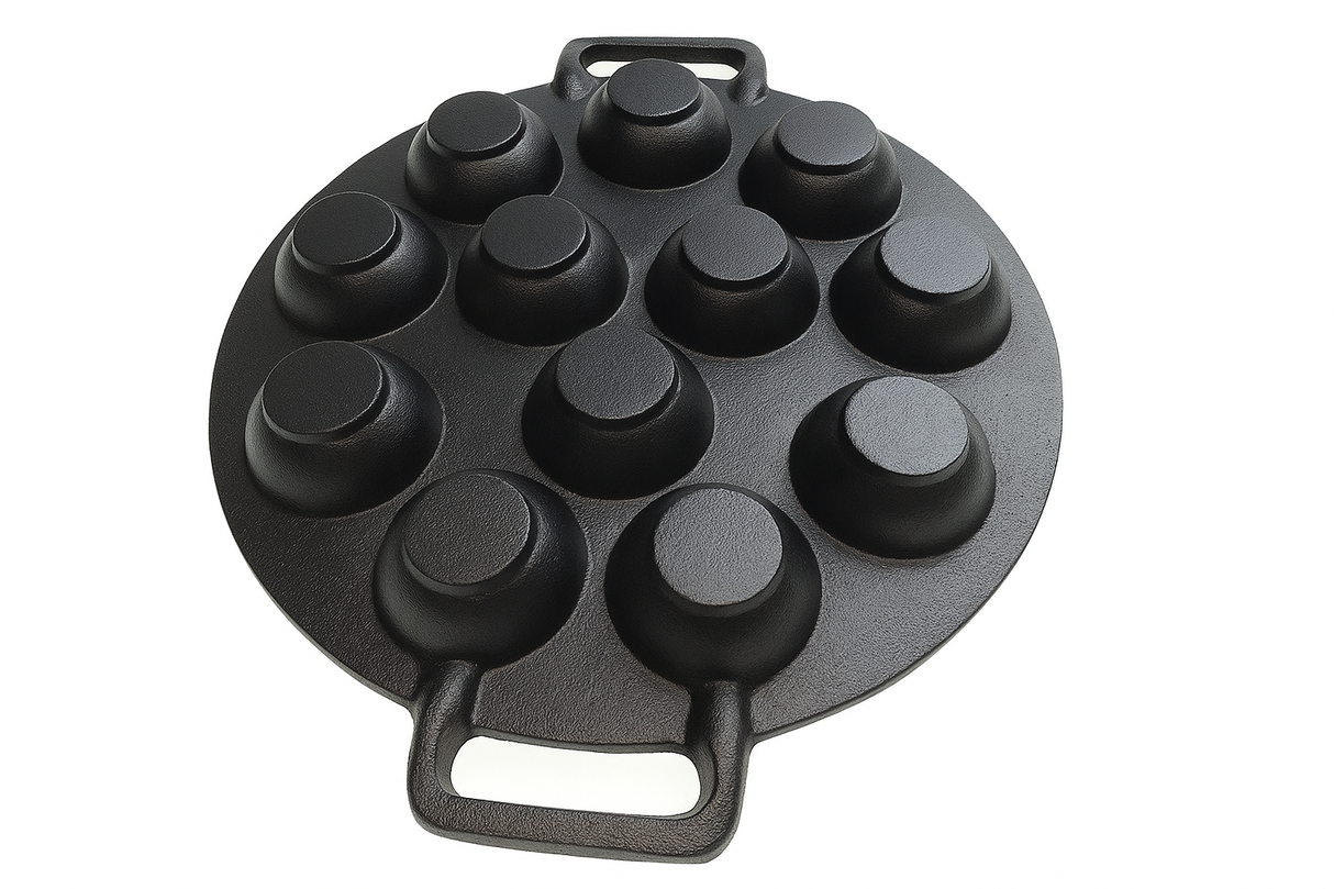 Cast Iron 12 Dimple Vietnamese Banh Khot Mini Pancake Pan with Handles