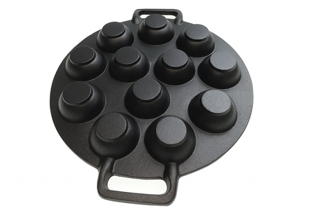 Cast Iron 12 Dimple Vietnamese Banh Khot Mini Pancake Pan with Handles