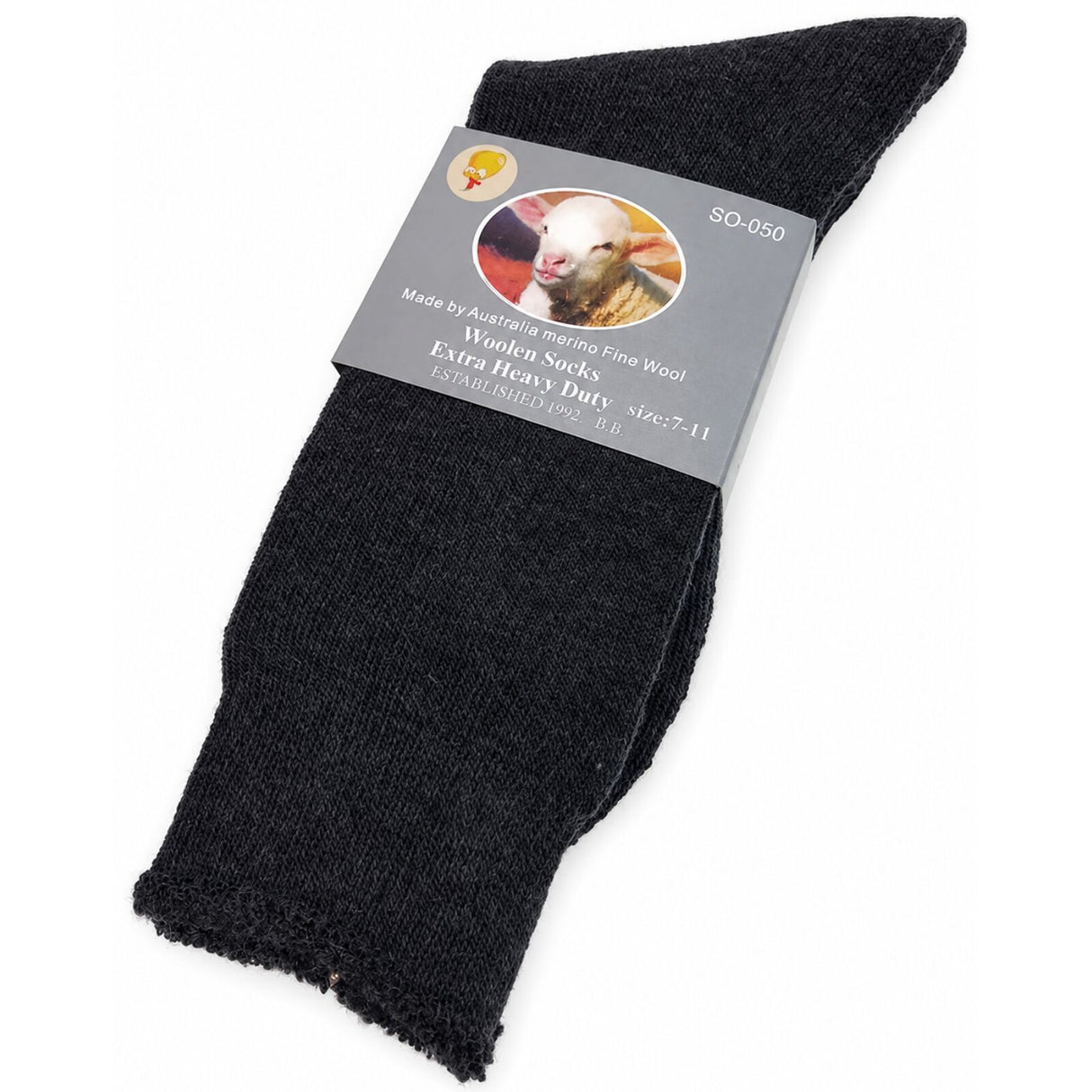 1 Pair Merino Wool Blend Work Socks - Charcoal (Heavy Duty Warm Winter Thermal Socks)