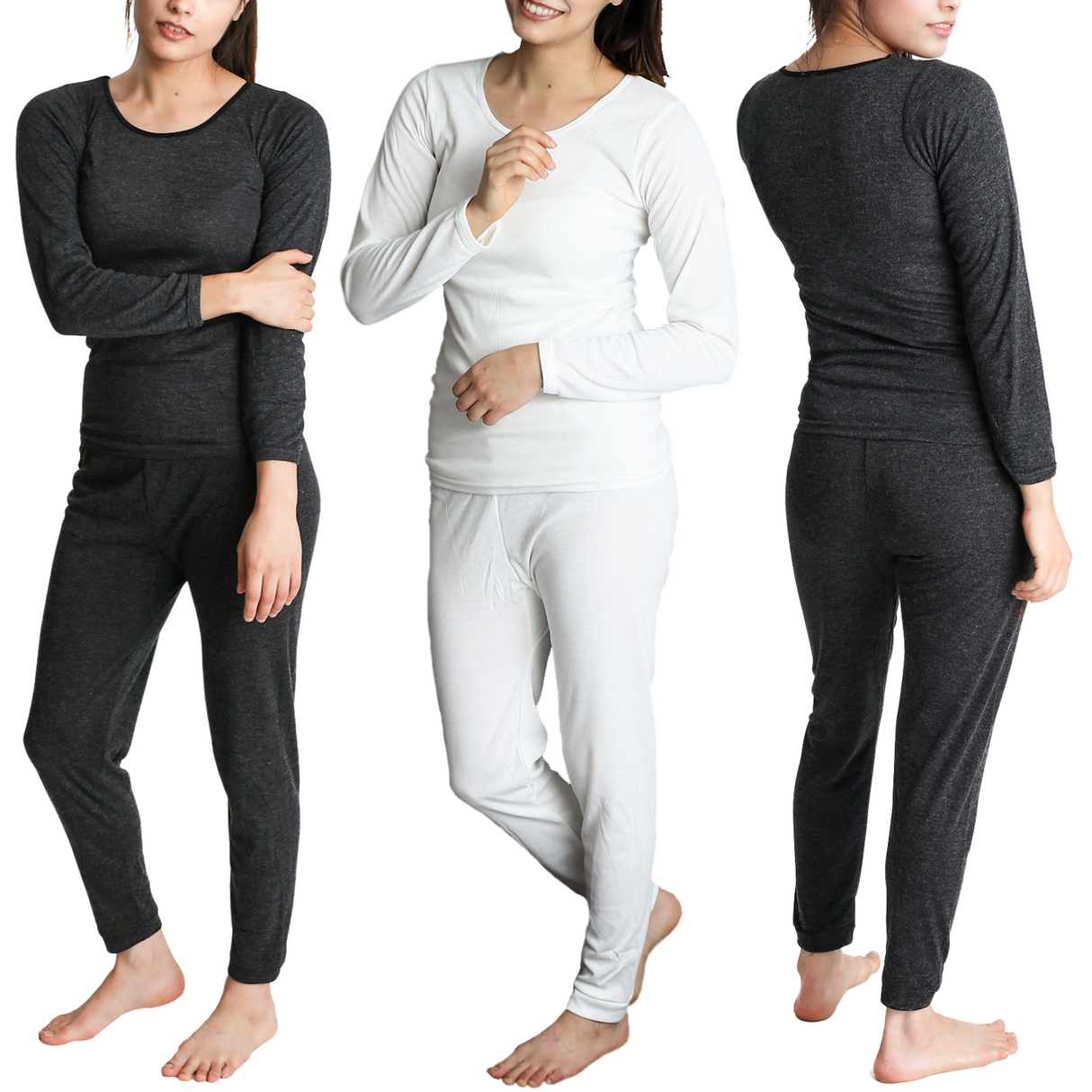 2pcs Womens Merino Wool Blend Top & Pants Thermal Set Leggings Long Johns Underwear - Beige