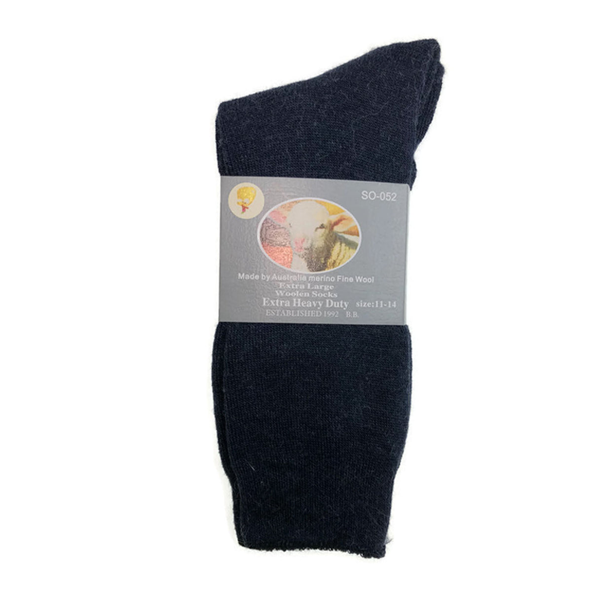 3 Pairs Merino Wool Blend Work Socks Pack - Navy Blue (Heavy Duty Warm Winter Thermal Socks)
