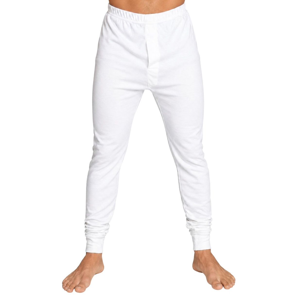 Mens Merino Wool Long John Thermal Pants - Beige (Warm Base Layer Underwear)