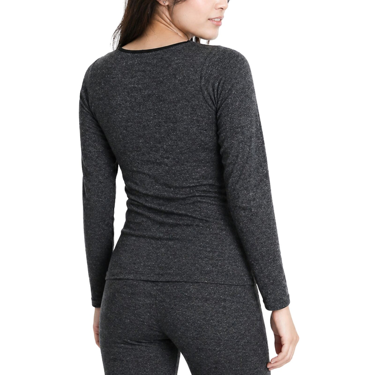 Womens Merino Wool Blend Thermal Long Sleeve Top - Black (Spencer Base Layer)