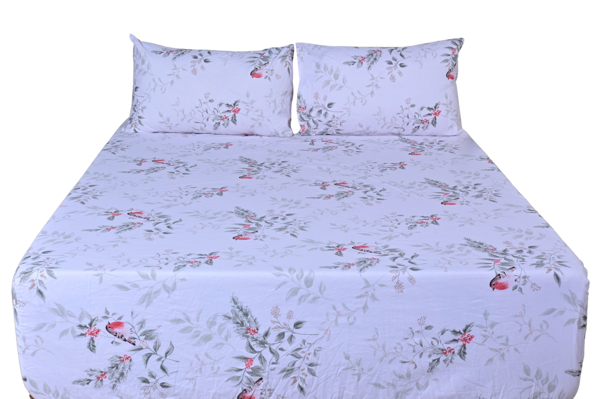 Gentle Garden Pure Cotton Fitted Bed Sheet + Pillowcase Set