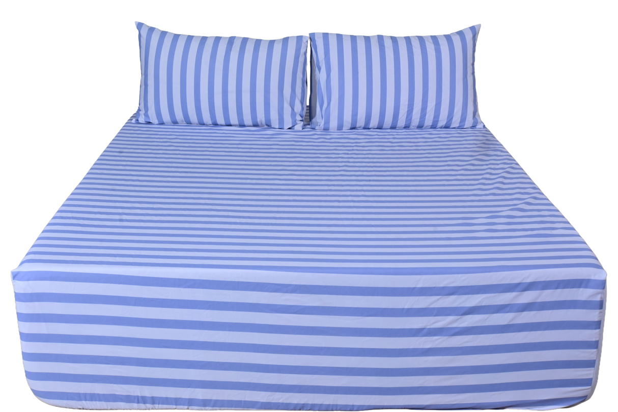 Coastal Bliss Pure Cotton Fitted Bed Sheet + Pillowcase Set