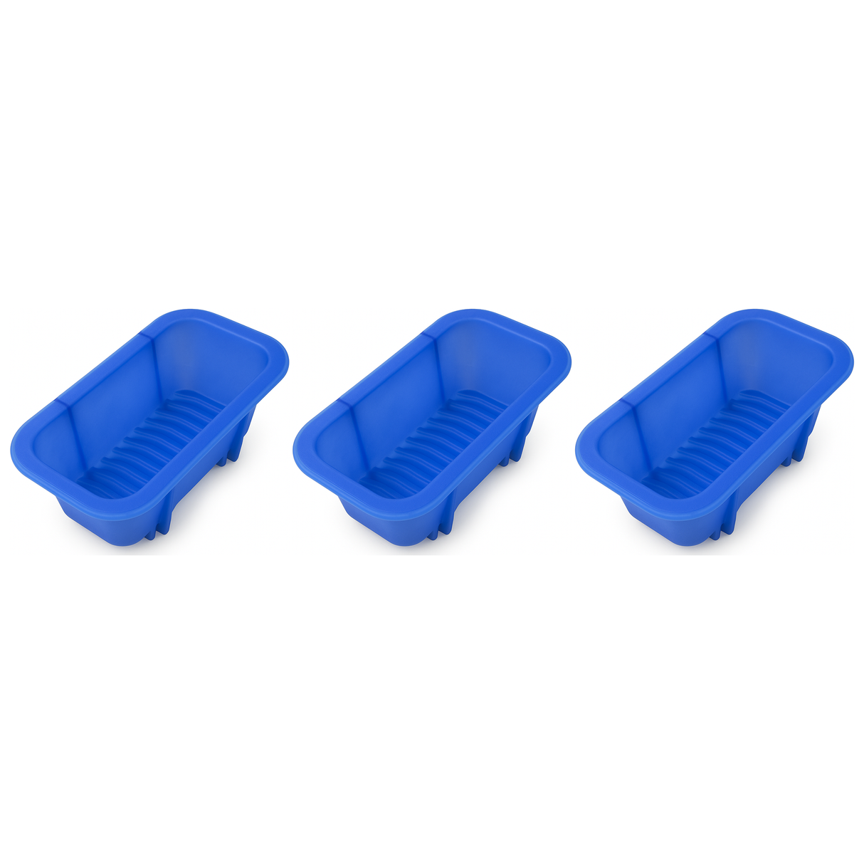 3x Silicone Loaf Non-Stick Pan Pack - Bread Mould Baking Tray (Blue)