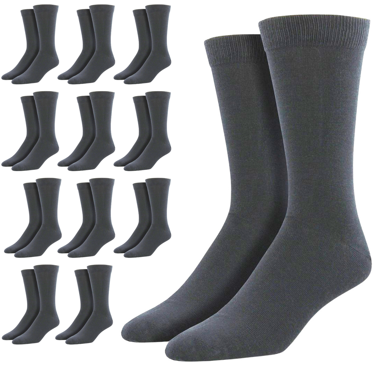 12 Pairs Bamboo Derived Loose Top Socks Diabetic Comfort Circulation - Grey
