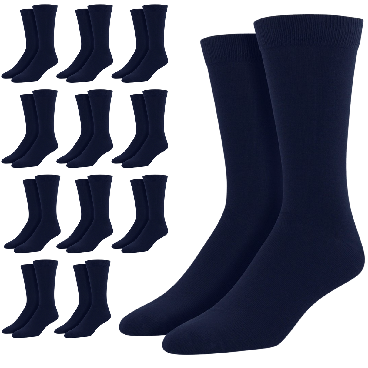 12 Pairs Bamboo Derived Loose Top Socks Bulk Pack - Navy Blue (Diabetic Comfort Circulation)