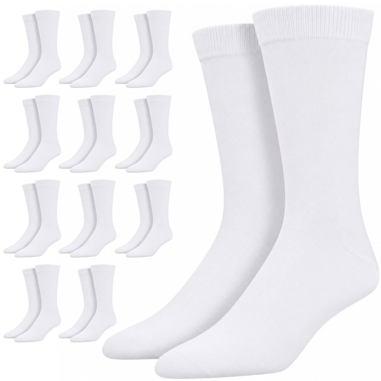 12 Pairs Bamboo Derived Loose Top Socks Bulk Pack - White (Diabetic Comfort Circulation)