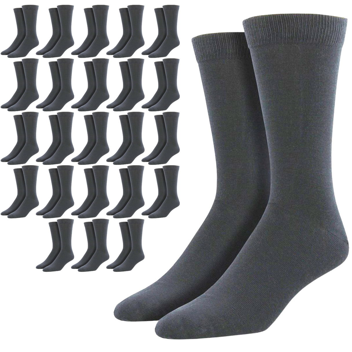 24 Pairs Bamboo Derived Loose Top Socks Bulk Pack - Grey (Diabetic Comfort Circulation)