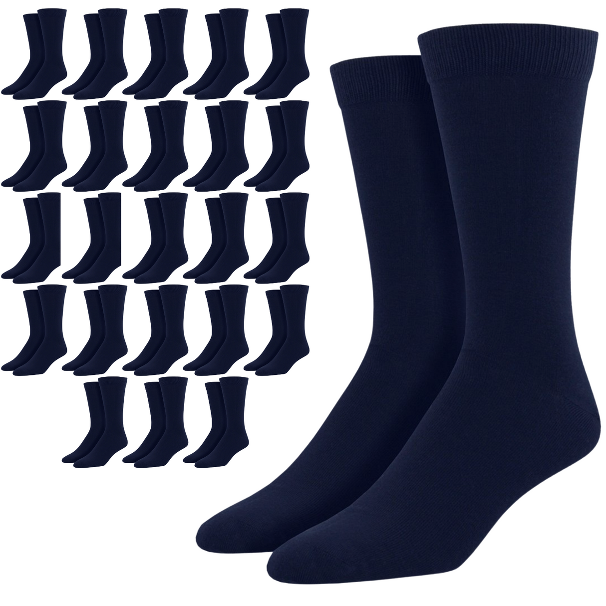 24 Pairs Bamboo Derived Loose Top Socks Bulk Pack - Navy Blue (Diabetic Comfort Circulation)