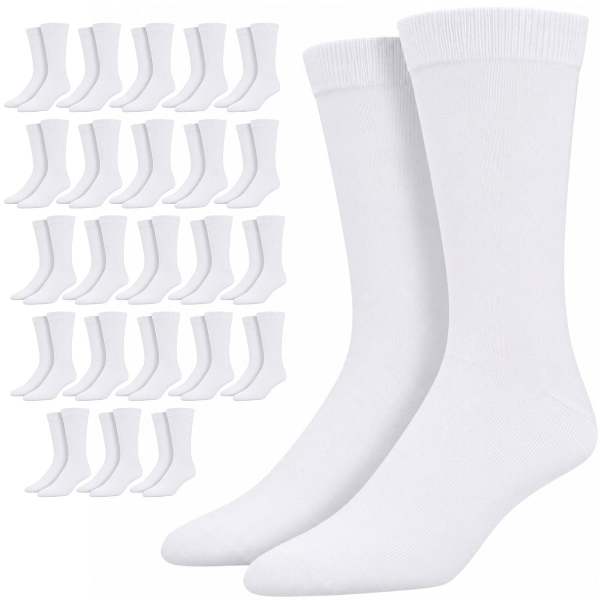 24 Pairs Bamboo Derived Loose Top Socks Bulk Pack - White (Diabetic Comfort Circulation)