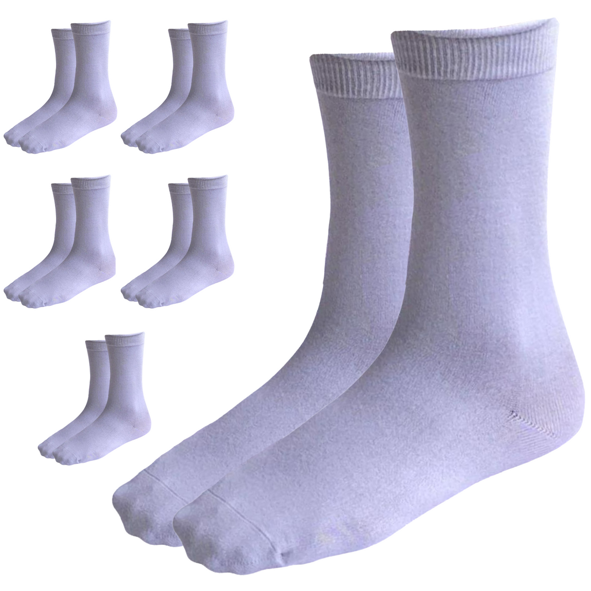 6 Pairs Premium Bamboo Loose Top Socks Diabetic Diabetes Circulation Eco Sox - Grey