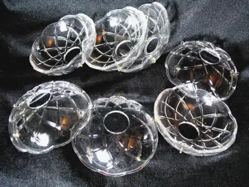 2x 120mm Crystal Chandelier Bobeche Lamp Chandelier Part w/ Gold Pins (30mm Hole)