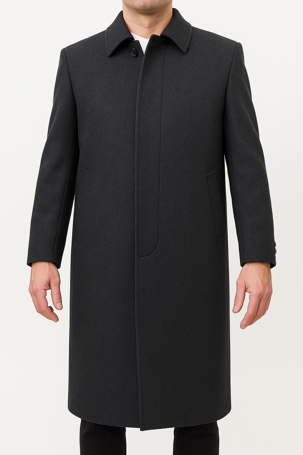 Bossini Lapel Trench Coat w/ Cashmere - Charcoal (Small)