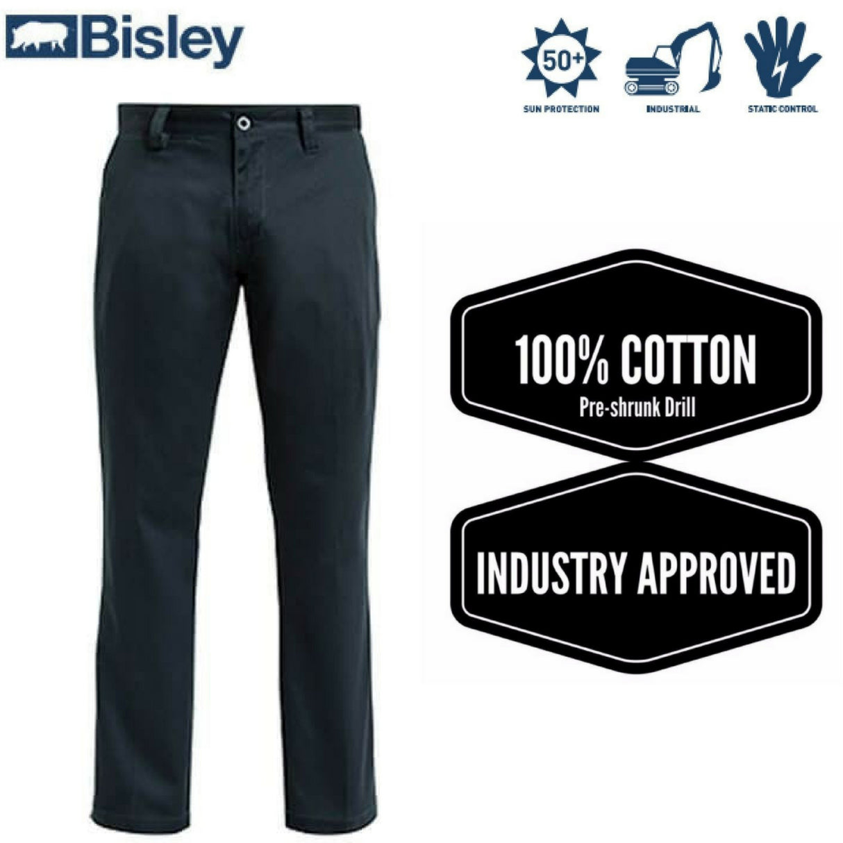 BISLEY Cotton Drill Cargo Pants Industrial Work Trousers Tradie BP6006 New - Bottle Green