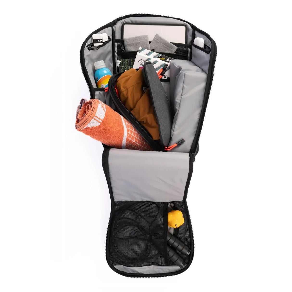 ADV Tennis Backpack V2 Bag (3 Racquet Capacity) w/ 16" Laptop Sleeve + Cooler in Midnight Black/Charcoal