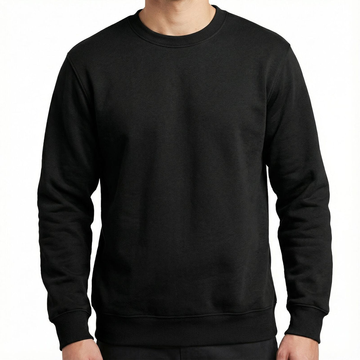 Adult Mens Crew Neck Jumper Sweater Fleece Blank Plain Pullover Top Winter Warm