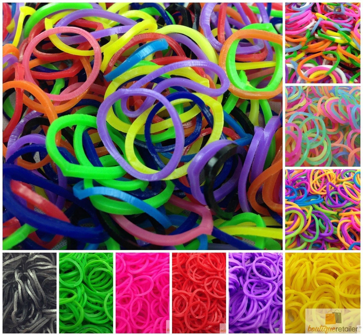 1200 pcs LOOM BANDS Rubber Refill Kit DIY Magical Bracelet 36S Clips,6 Hook - Mixed Colours