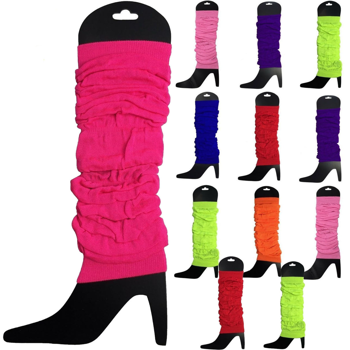 12x Assorted Colours Leg Warmers Bulk Pack - Womens Dance Costume/80s Party