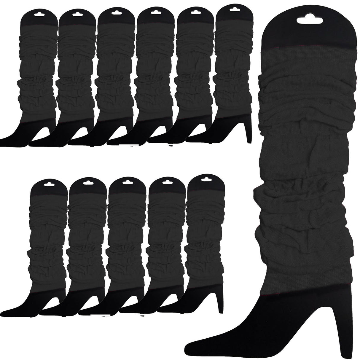 12x Black Leg Warmers Bulk Pack - Womens Dance Costume/80s Party