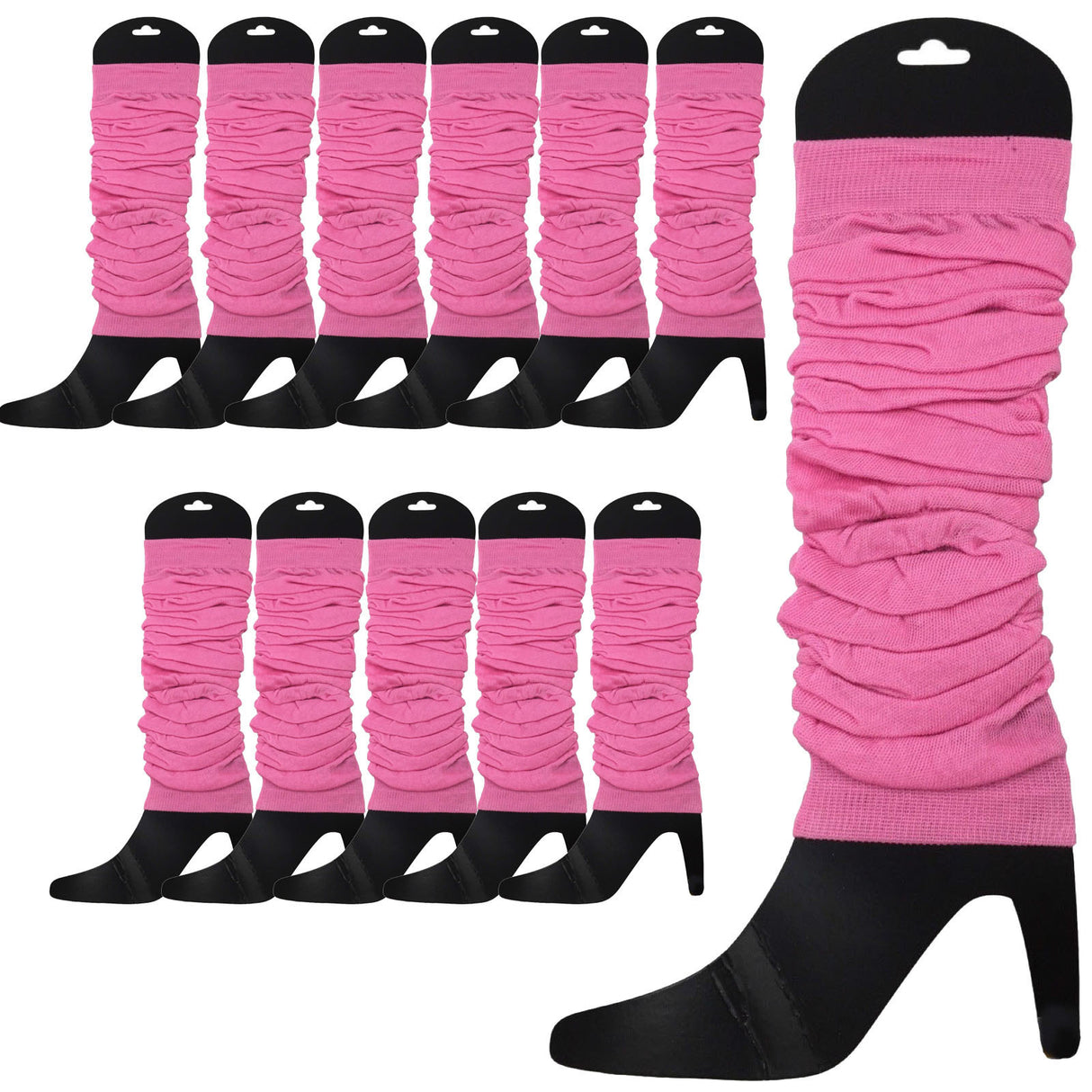 12x Light Pink Leg Warmers Bulk Pack - Womens Dance Costume/80s Party