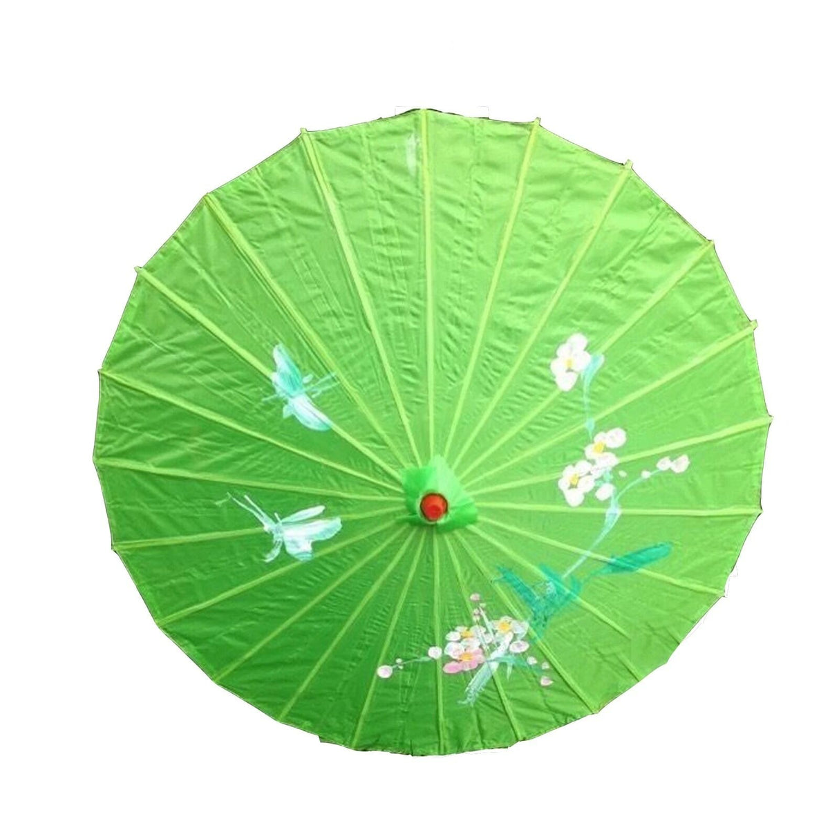 12x Light Green Parasol Umbrellas Bulk Pack - Asian Bamboo Flower Pattern (80cm)