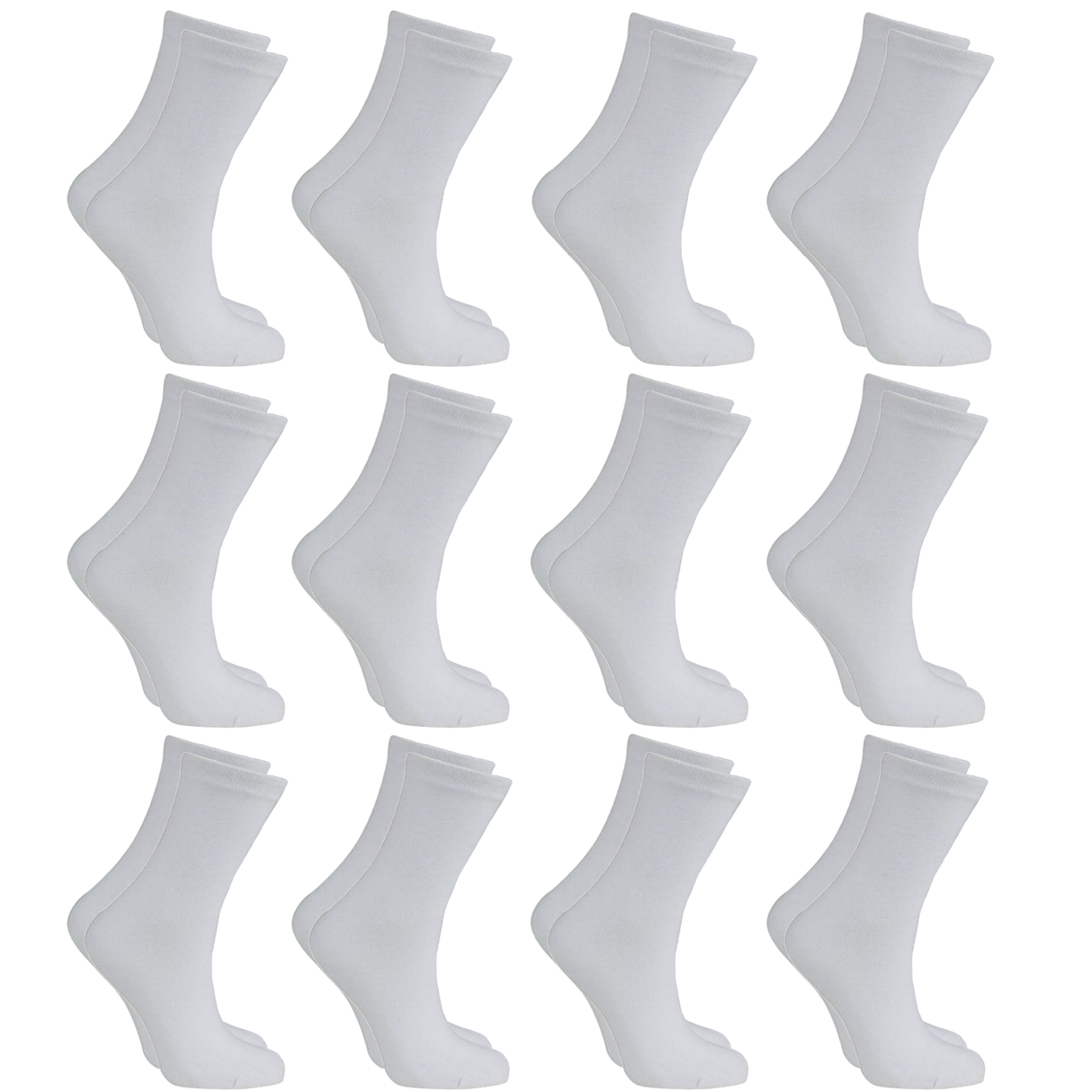 12x Pairs WHITE SCHOOL SOCKS Cotton Rich Girls Boys No Seam School Uniform BULK