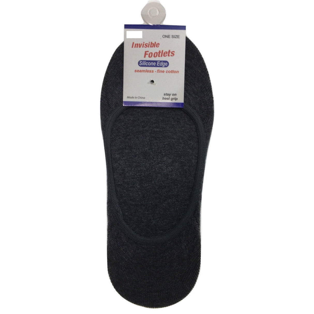 1x NO SHOW COTTON SOCKS Non Slip Heel Grip Low Cut Invisible Footlet Seamless - Charcoal - 6-11