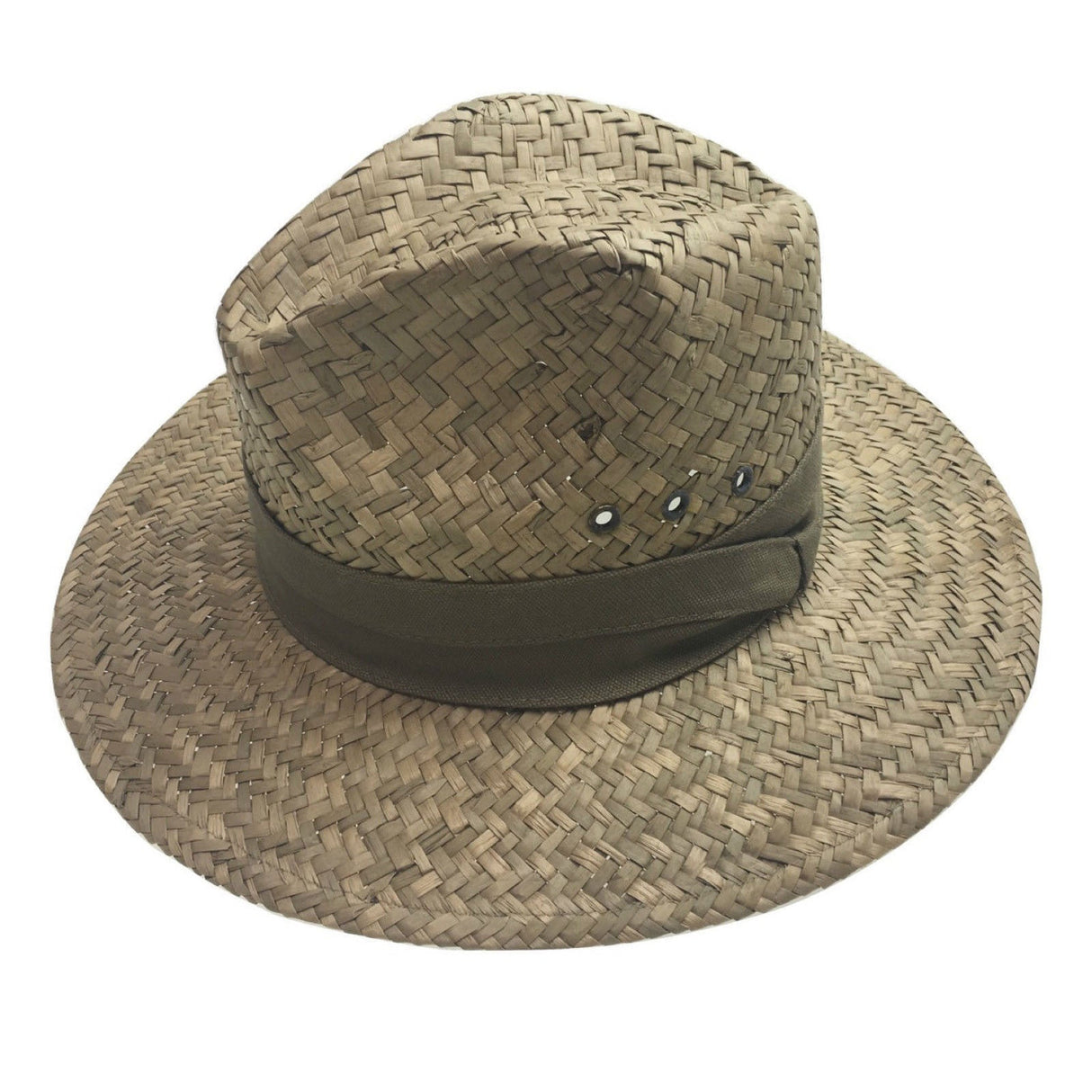 Mens Broad Weave Seagrass Panama Straw Hat - Beige (Fedora Summer Sun Cap)