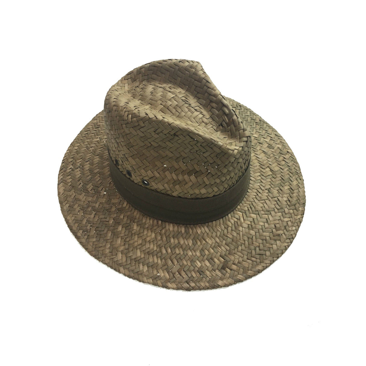 Mens Broad Weave Seagrass Panama Straw Hat - Beige (Fedora Summer Sun Cap)