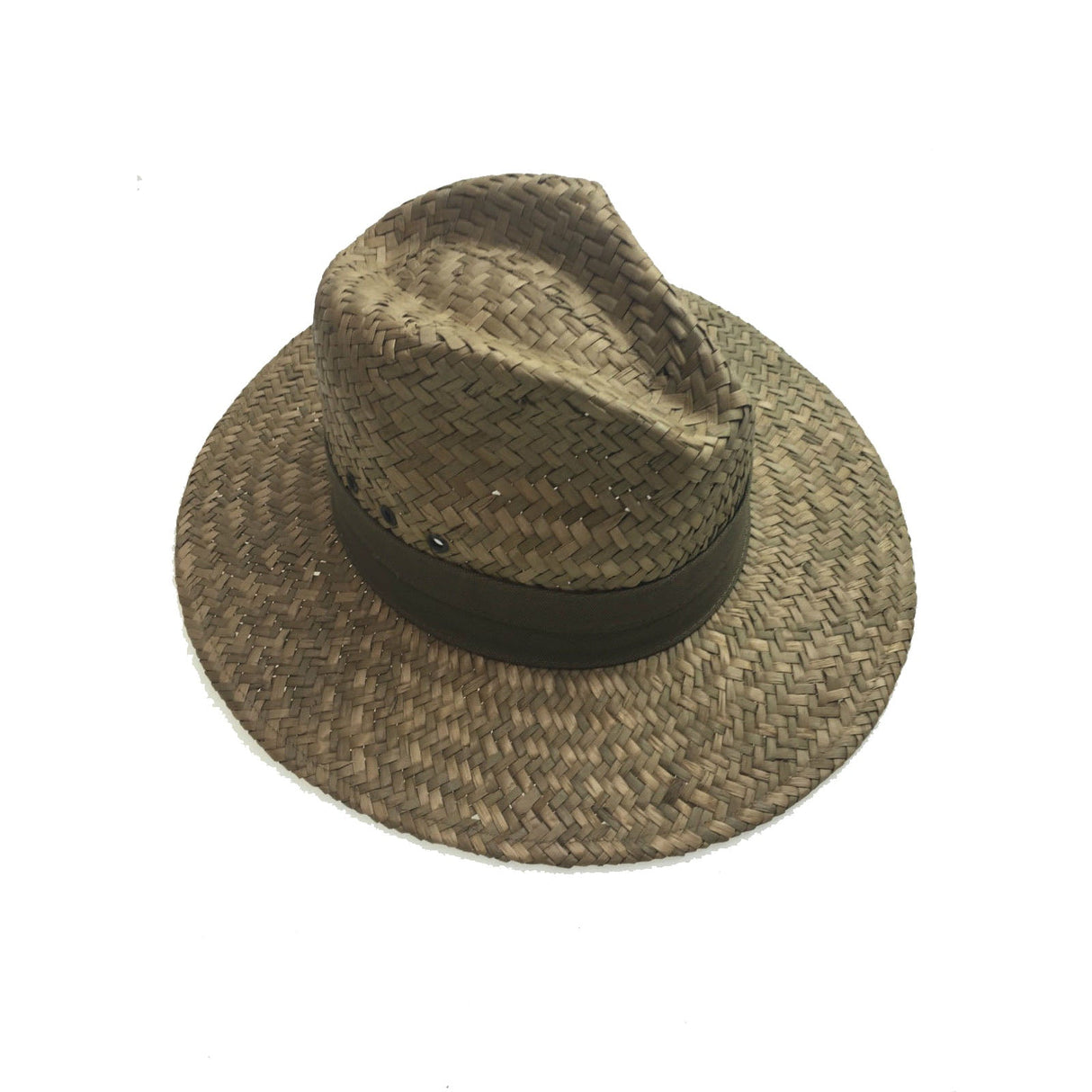 Mens Broad Weave Seagrass Panama Straw Hat - Beige (Fedora Summer Sun Cap)