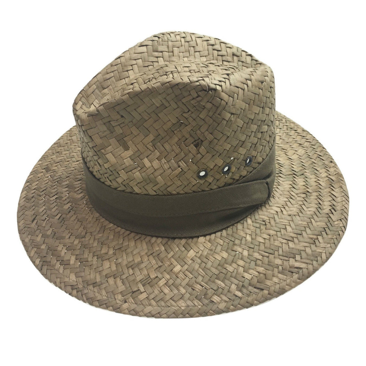 Mens Broad Weave Seagrass Panama Straw Hat - Beige (Fedora Summer Sun Cap)