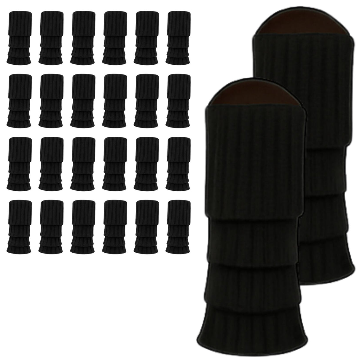 24x Black Ribbed Leg Warmers Bulk Pack - Womens Dance Costume/80s Party