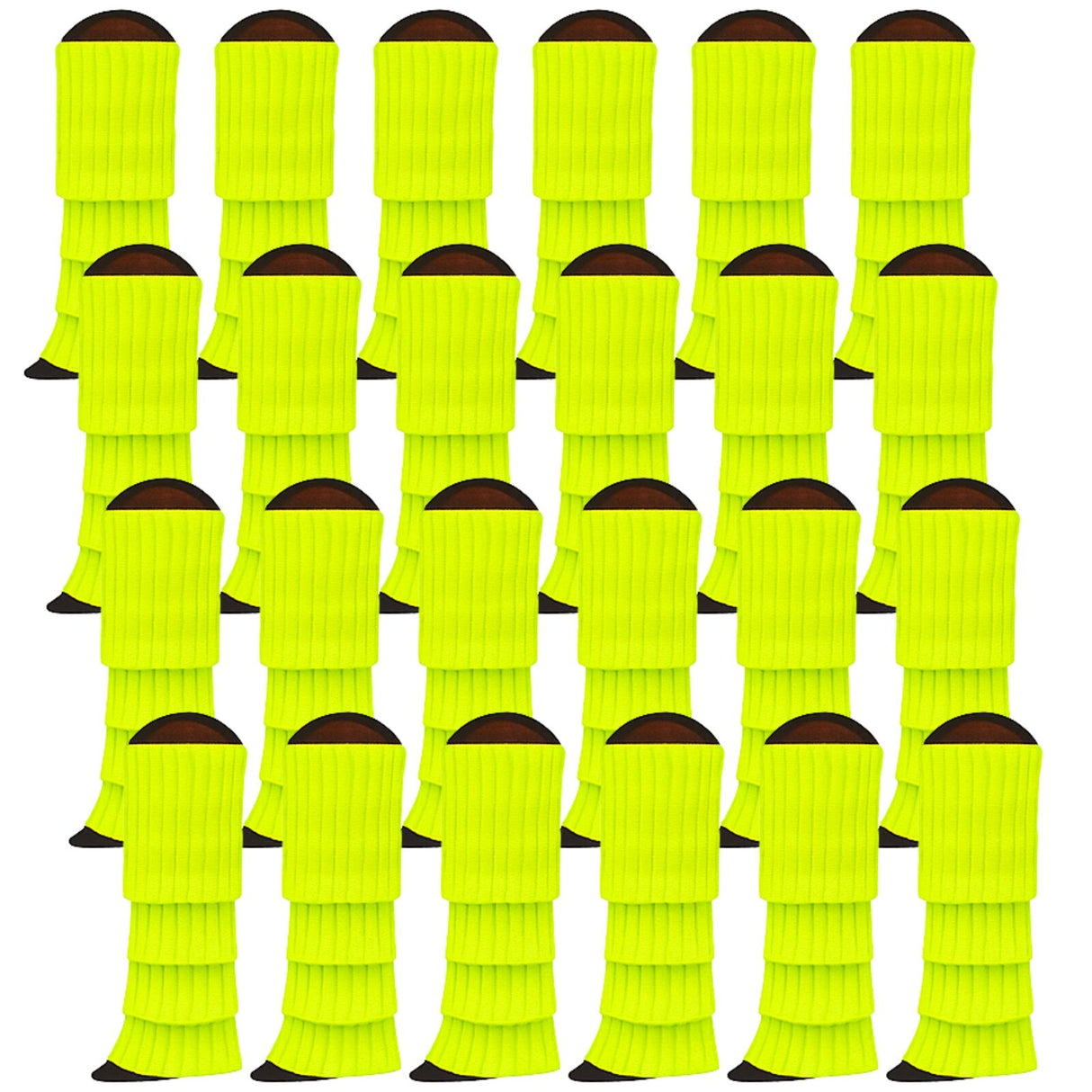24x Fluro Yellow Ribbed Leg Warmers Bulk Pack - Womens Dance Costume/80s Party