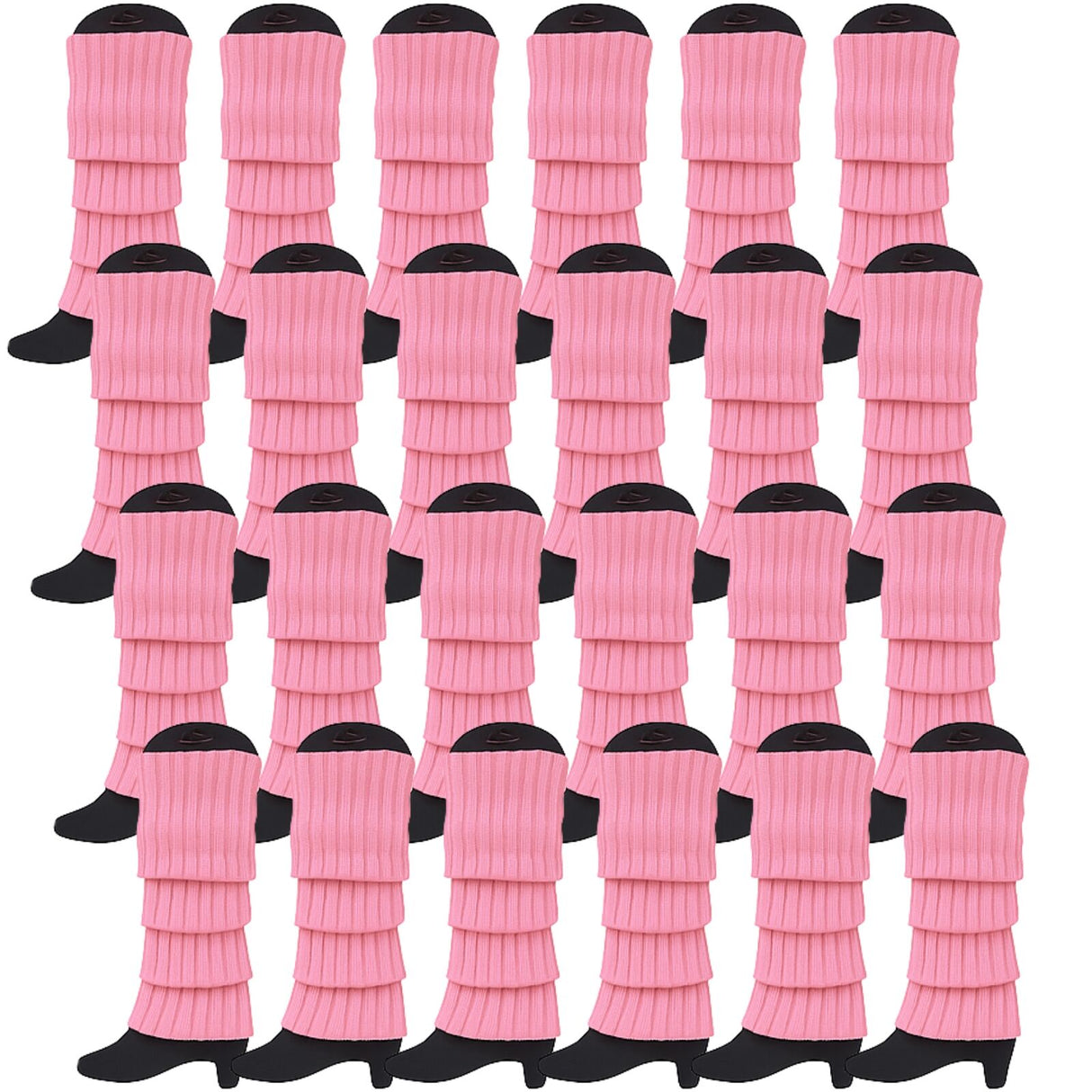 24x Light Pink Ribbed Leg Warmers Bulk Pack - Womens Dance Costume/80s Party