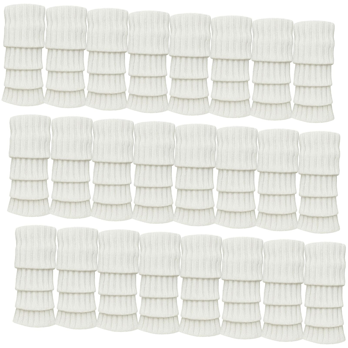24x White Ribbed Leg Warmers Bulk Pack - Womens Dance Costume/80s Party
