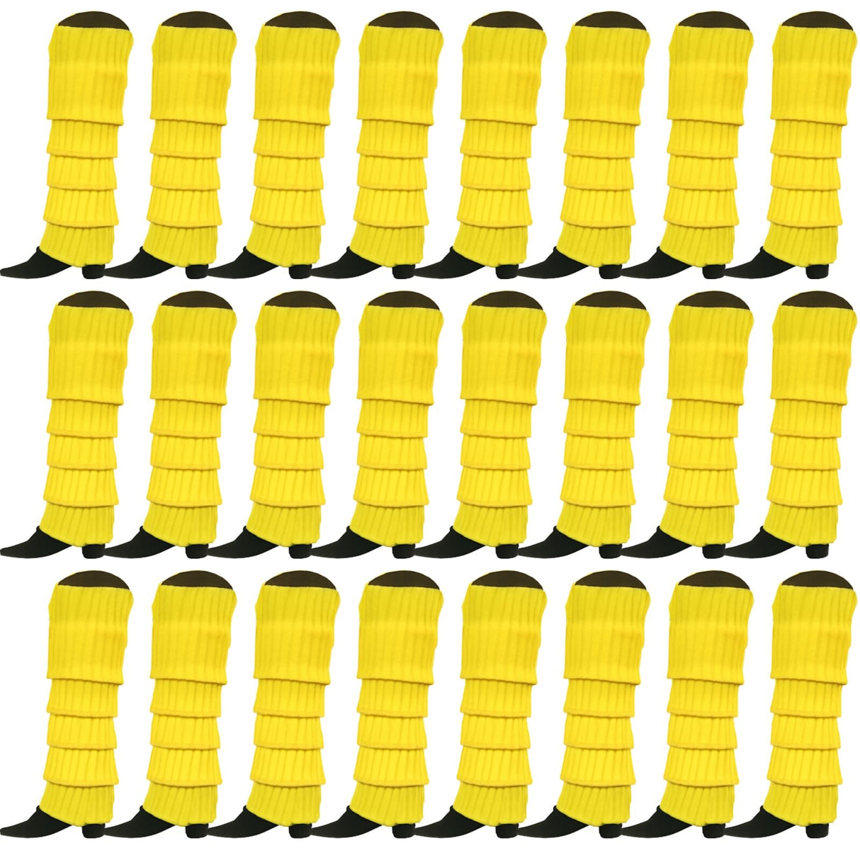 24x Yellow Ribbed Leg Warmers Bulk Pack - Womens Dance Costume/80s Party