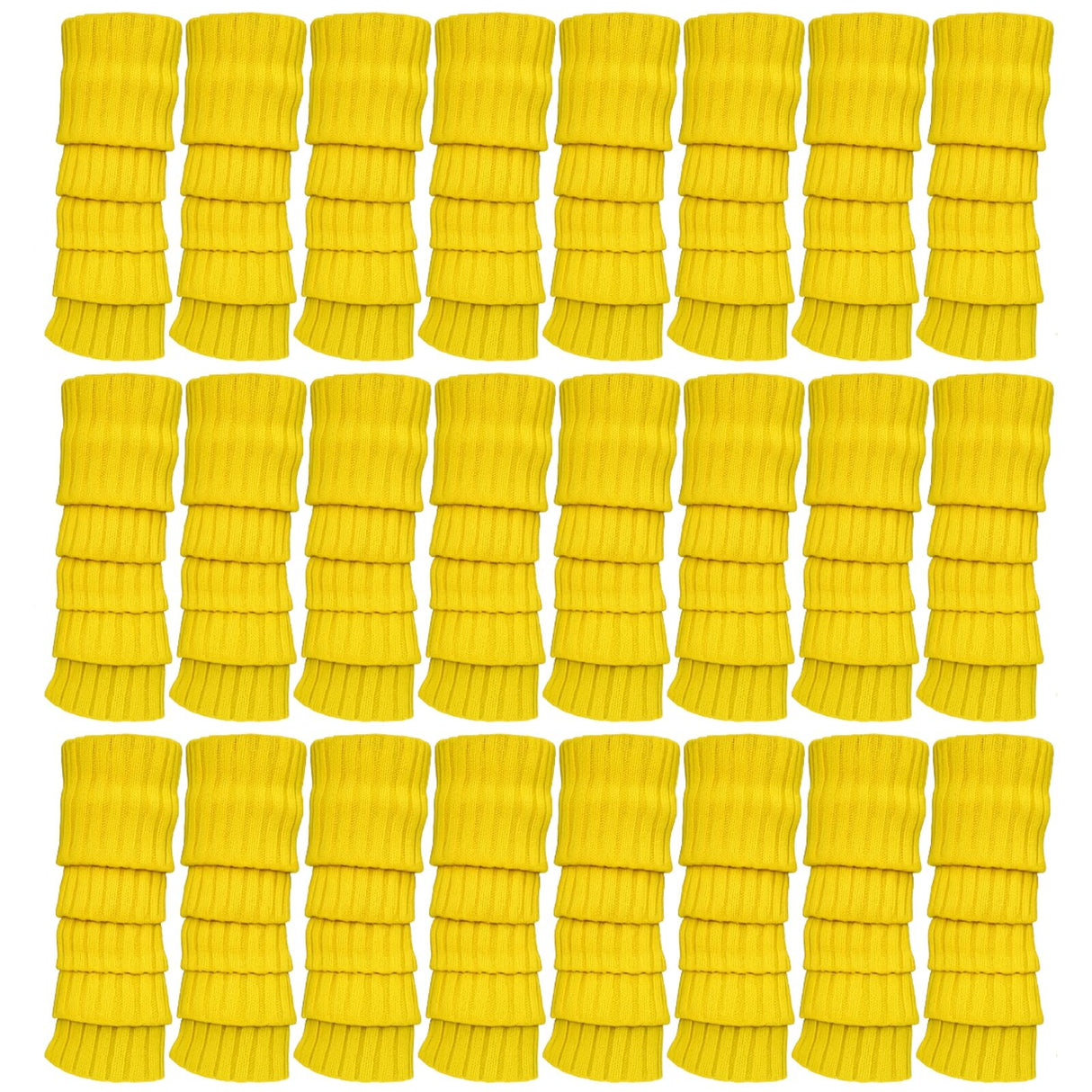 24x Yellow Ribbed Leg Warmers Bulk Pack - Womens Dance Costume/80s Party