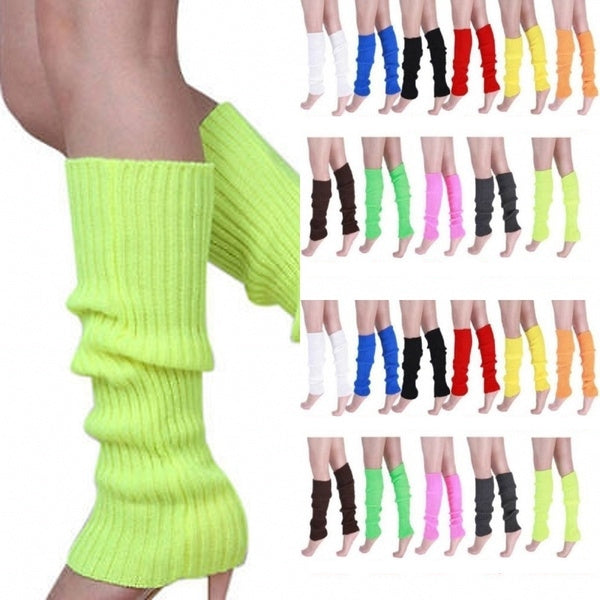 24x Assorted Colours Ribbed Leg Warmers Bulk Pack - Womens Dance Costume/80s Party
