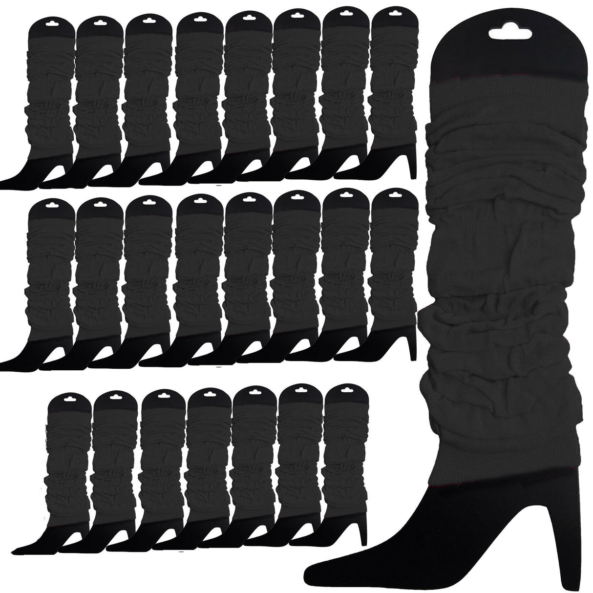 24x Black Leg Warmers Bulk Pack - Womens Dance Costume/80s Party