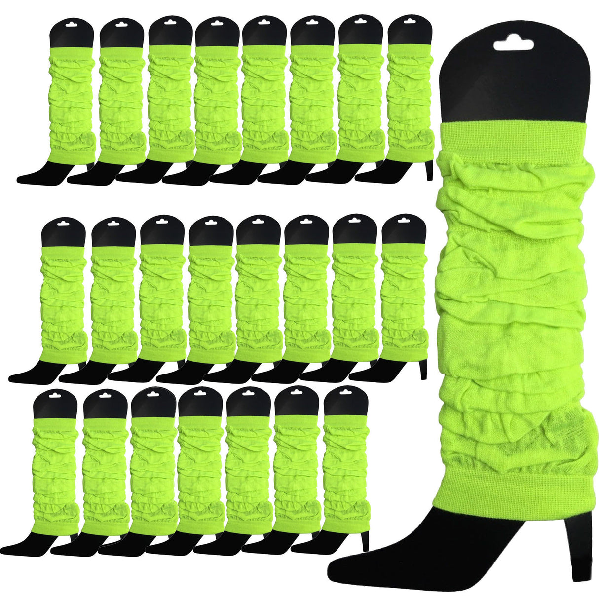 24x Fluro Yellow Leg Warmers Bulk Pack - Womens Dance Costume/80s Party